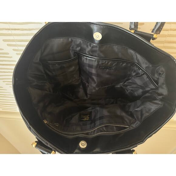 Burberry Prosum Quilted Nylon Black Leather Gold Hardware Tote - Picture 9 of 12